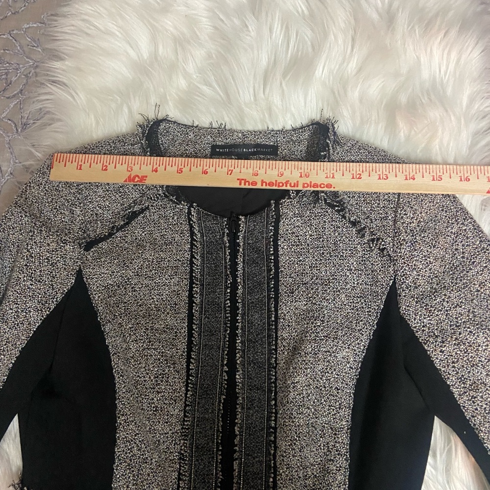 White House Black Market Sz 2 Gray and Black Tweed Women’s Blazer - Picture 16 of 16